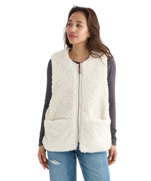 BILLABONG レディース FUR BOA VEST ベスト 【2025年秋冬モデル】 @autumn/ビラボンジップアップファーボアベスト