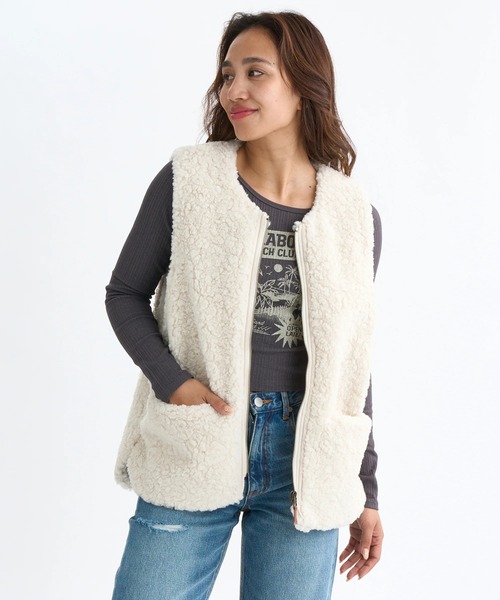 BILLABONG レディース FUR BOA VEST ベスト 【2025年秋冬モデル】 @autumn/ビラボンジップアップファーボアベスト