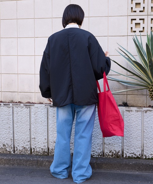 セール】2WAY ノーカラー オーバーサイズ 中綿ブルゾン ジャケット