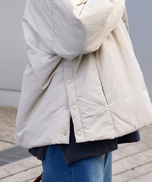セール】2WAY ノーカラー オーバーサイズ 中綿ブルゾン ジャケット
