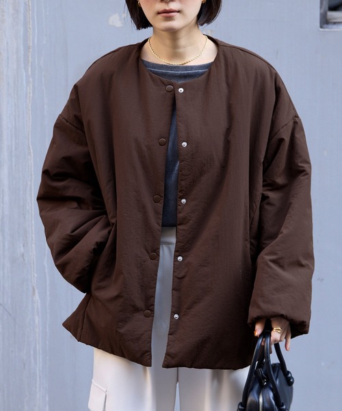 MHL. 中綿入り ノーカラー コットン ブルゾン ジャケット MHL. 中綿入り ノーカラー コットン ブルゾン ジャケット