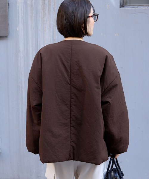 セール】2WAY ノーカラー オーバーサイズ 中綿ブルゾン ジャケット