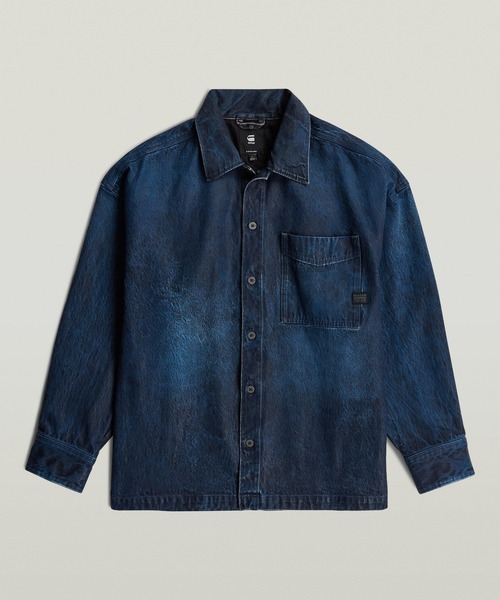 G-STAR（ジースター）の「Boxy Fit Overshirt/レザーライクコーティング加工オーバーサイズシャツジャケット（シャツ/ブラウス・メンズ・ダークインディゴブルー・SMALL/MEDIUM/LARGE/X-SMALL/X-LARGE）」の5枚目の写真