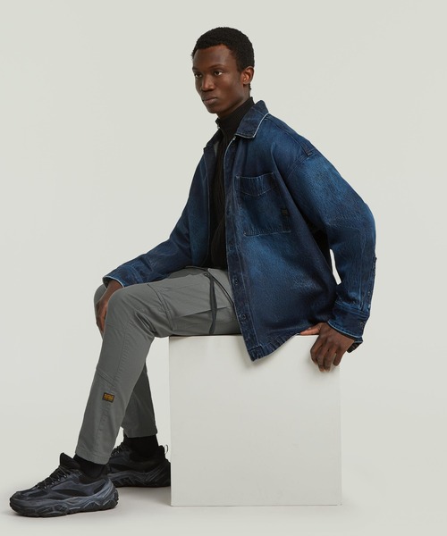G-STAR(ジースター)の「Boxy Fit Overshirt/レザーライクコーティング加工オーバーサイズシャツジャケット(シャツ/ブラウス・メンズ・ダークインディゴブルー・SMALL/MEDIUM/LARGE/X-SMALL/X-LARGE)」の7枚目の写真