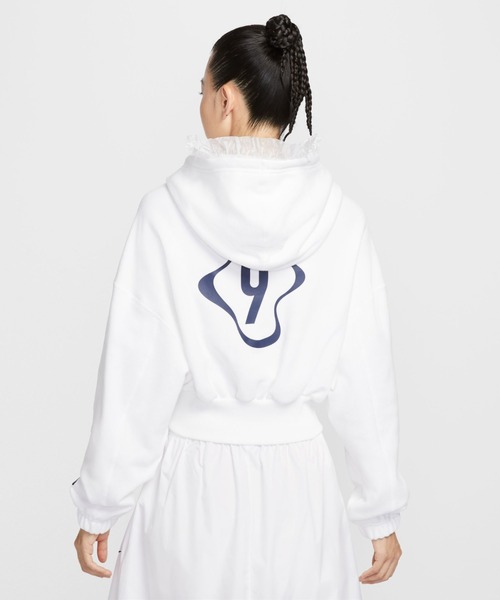 NIKE（ナイキ）の「NIKE AS W NSW OS FLC CROP（ナイキ ウィメンズ オーバーサイズ クロップド フレンチテリー プルオーバーフーディ）（パーカー・レディース・ネイビー系/ホワイト・MEDIUM/SMALL/LARGE）」の3枚目の写真