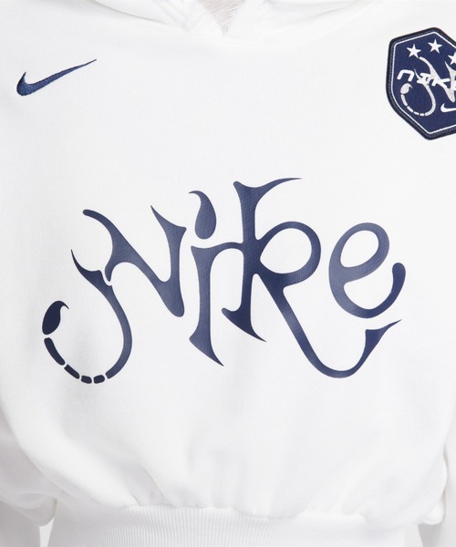 NIKE（ナイキ）の「NIKE AS W NSW OS FLC CROP（ナイキ ウィメンズ オーバーサイズ クロップド フレンチテリー プルオーバーフーディ）（パーカー・レディース・ネイビー系/ホワイト・MEDIUM/SMALL/LARGE）」の6枚目の写真