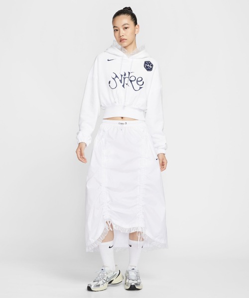 NIKE（ナイキ）の「NIKE AS W NSW OS FLC CROP（ナイキ ウィメンズ オーバーサイズ クロップド フレンチテリー プルオーバーフーディ）（パーカー・レディース・ネイビー系/ホワイト・MEDIUM/SMALL/LARGE）」の10枚目の写真