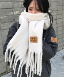 MUCENT（ムセント）の「【日本未発売/WEB限定】MUCENT(ムセント)/ボリューム フリンジ マフラー ロゴパッチ付き/SIGNATURE MUFFLER（マフラー）」