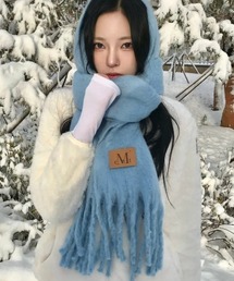 マフラー（ブルー・ネイビー/青色系・ワンポイント）ファッション通販