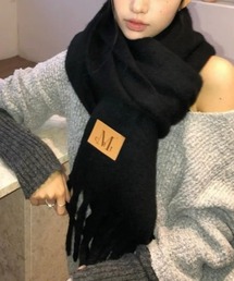 【日本未発売/WEB限定】MUCENT(ムセント)/ボリューム フリンジ マフラー ロゴパッチ付き/SIGNATURE MUFFLER