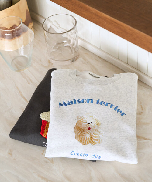 FREAK'S STORE（フリークスストア）の「限定展開　Maison terrier / メゾン・テリア 刺繍 × プリント スウェット（スウェット・レディース・ナチュラル/ブラック/ライトグレー・ﾌﾘ-）」の18枚目の写真