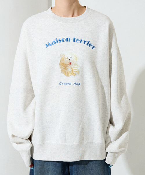 FREAK'S STORE（フリークスストア）の「限定展開　Maison terrier / メゾン・テリア 刺繍 × プリント スウェット（スウェット・レディース・ナチュラル/ブラック/ライトグレー・ﾌﾘ-）」の21枚目の写真