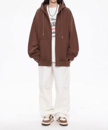 ドロップショルダーフルジップパーカー/Drop shoulder full zip hoodie