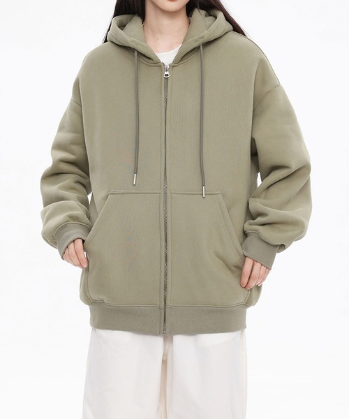 aimoha（アイモハ）の「ドロップショルダーフルジップパーカー/Drop shoulder full zip hoodie（パーカー・メンズ・ブラック/グリーン/ブラウン/ライトグレー/ベージュ・X-LARGE/MEDIUM/LARGE）」の18枚目の写真