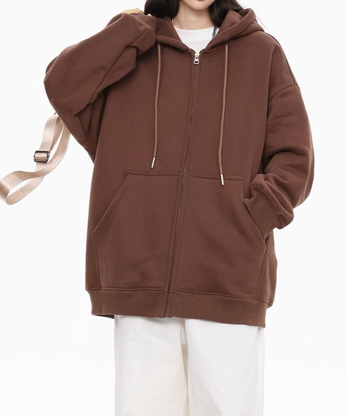 aimoha（アイモハ）の「ドロップショルダーフルジップパーカー/Drop shoulder full zip hoodie（パーカー・メンズ・ブラック/グリーン/ブラウン/ライトグレー/ベージュ・X-LARGE/MEDIUM/LARGE）」の11枚目の写真