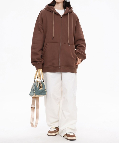 aimoha（アイモハ）の「ドロップショルダーフルジップパーカー/Drop shoulder full zip hoodie（パーカー・メンズ・ブラック/グリーン/ブラウン/ライトグレー/ベージュ・X-LARGE/MEDIUM/LARGE）」の6枚目の写真