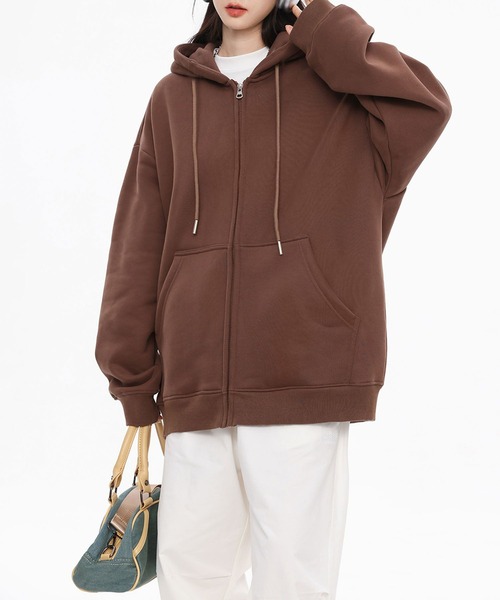 aimoha（アイモハ）の「ドロップショルダーフルジップパーカー/Drop shoulder full zip hoodie（パーカー・メンズ・ブラック/グリーン/ブラウン/ライトグレー/ベージュ・X-LARGE/MEDIUM/LARGE）」の9枚目の写真