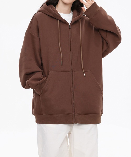 aimoha（アイモハ）の「ドロップショルダーフルジップパーカー/Drop shoulder full zip hoodie（パーカー・メンズ・ブラック/グリーン/ブラウン/ライトグレー/ベージュ・X-LARGE/MEDIUM/LARGE）」の13枚目の写真