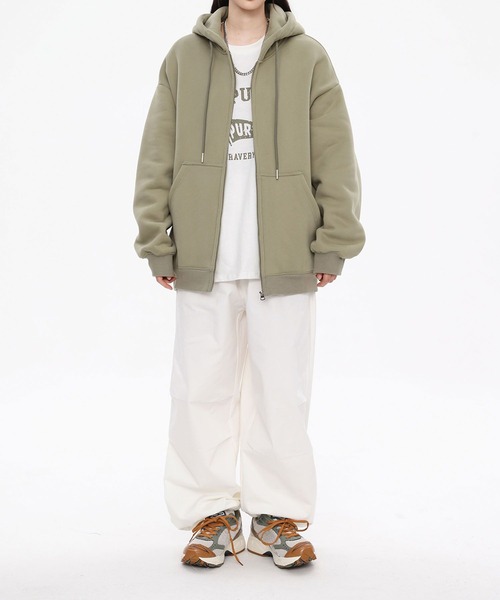 aimoha（アイモハ）の「ドロップショルダーフルジップパーカー/Drop shoulder full zip hoodie（パーカー・メンズ・ブラック/グリーン/ブラウン/ライトグレー/ベージュ・X-LARGE/MEDIUM/LARGE）」の16枚目の写真