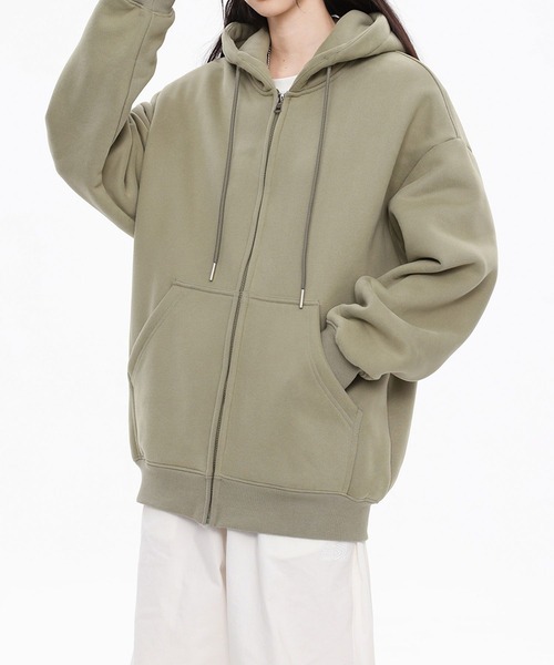 セール】ドロップショルダーフルジップパーカー/Drop shoulder full