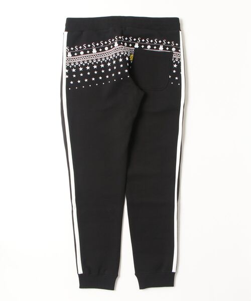 STUD MUFFIN（スタッドマフィン）の「STUD MUFFIN/スタッドマフィン/ストレッチポンチ スターノルディックフロッキー ラインリブパンツ（スウェットパンツ・メンズ・ブラック/ホワイト系2・4/3/5/2）」の7枚目の写真