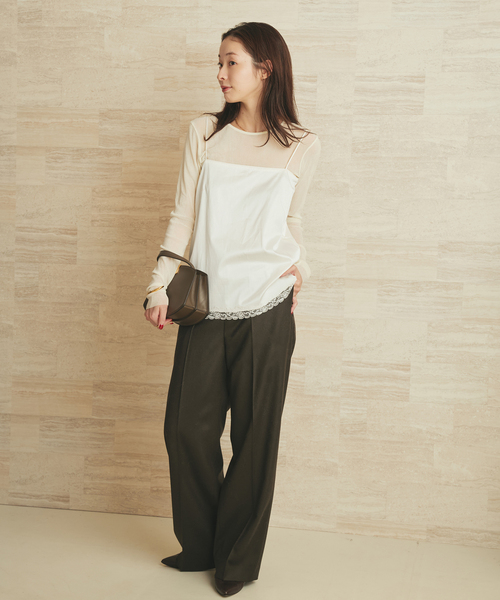 plage(プラージュ)の「layered lace satin キャミソール(キャミソール・レディース・ブラック/ホワイト・FREE)」の11枚目の写真