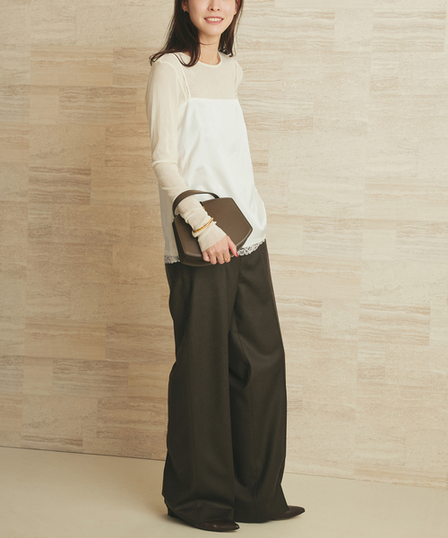 セール】layered lace satin キャミソール（キャミソール）｜Plage