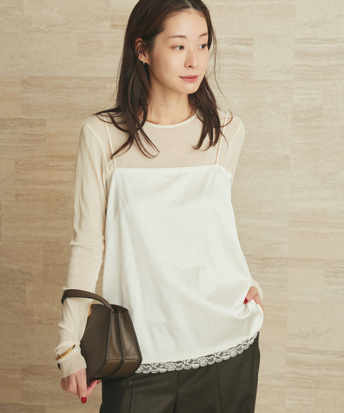 plage(プラージュ)の「layered lace satin キャミソール(キャミソール・レディース・ブラック/ホワイト・FREE)」の5枚目の写真
