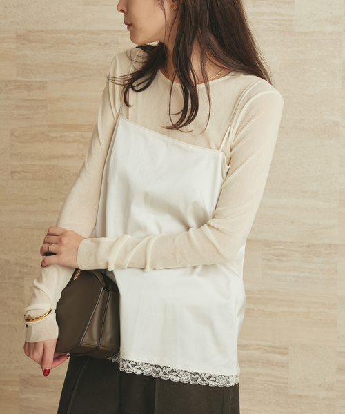plage(プラージュ)の「layered lace satin キャミソール(キャミソール・レディース・ブラック/ホワイト・FREE)」の14枚目の写真