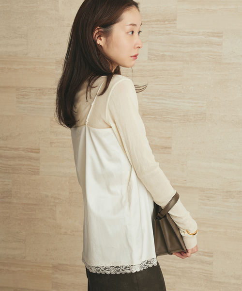 セール】layered lace satin キャミソール（キャミソール）｜Plage
