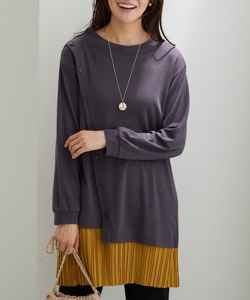 PLEATS PLEASE　ブラック チュニック　ボタン プリーツプリーズPLEATS PLEASE プリーツチュニック 黒L位 (K-165846)