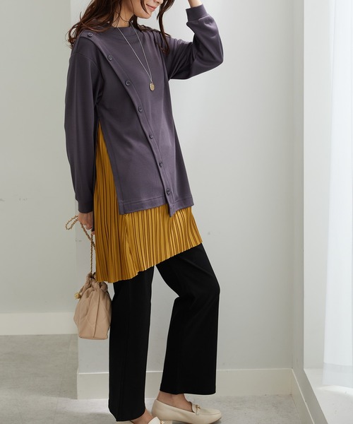 BELLUNA PLUS(ベルーナ)の「裾プリーツ切替ボタン使いチュニック(チュニック・レディース・チャコール/ターコイズブルー/ブラック・LARGE/MEDIUM/X-LARGE)」の20枚目の写真