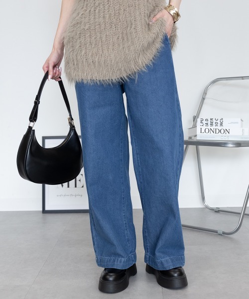 RCD(アールシーディー)の「デニムオールゴムワイドパンツ(その他パンツ・レディース・ブルー/ワンウォッシュ/ネイビー・LL/3L/L/4L/M)」の10枚目の写真