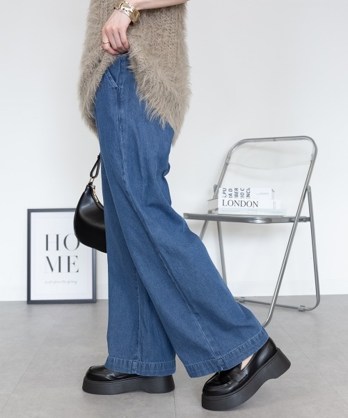 RCD(アールシーディー)の「デニムオールゴムワイドパンツ(その他パンツ・レディース・ブルー/ワンウォッシュ/ネイビー・LL/3L/L/4L/M)」の11枚目の写真
