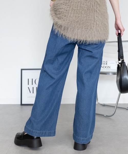 RCD(アールシーディー)の「デニムオールゴムワイドパンツ(その他パンツ・レディース・ブルー/ワンウォッシュ/ネイビー・LL/3L/L/4L/M)」の12枚目の写真