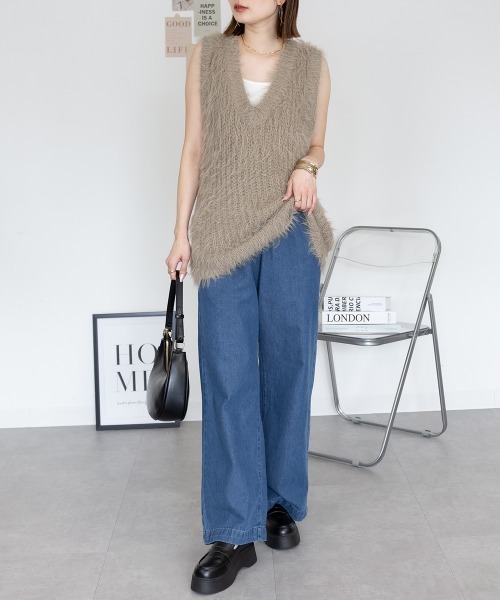 RCD(アールシーディー)の「デニムオールゴムワイドパンツ(その他パンツ・レディース・ブルー/ワンウォッシュ/ネイビー・LL/3L/L/4L/M)」の19枚目の写真