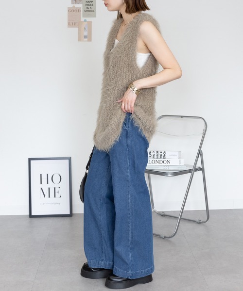 RCD(アールシーディー)の「デニムオールゴムワイドパンツ(その他パンツ・レディース・ブルー/ワンウォッシュ/ネイビー・LL/3L/L/4L/M)」の20枚目の写真