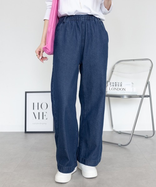 RCD(アールシーディー)の「デニムオールゴムワイドパンツ(その他パンツ・レディース・ブルー/ワンウォッシュ/ネイビー・LL/3L/L/4L/M)」の7枚目の写真