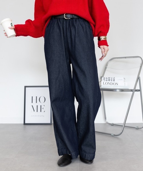 RCD(アールシーディー)の「デニムオールゴムワイドパンツ(その他パンツ・レディース・ブルー/ワンウォッシュ/ネイビー・LL/3L/L/4L/M)」の4枚目の写真