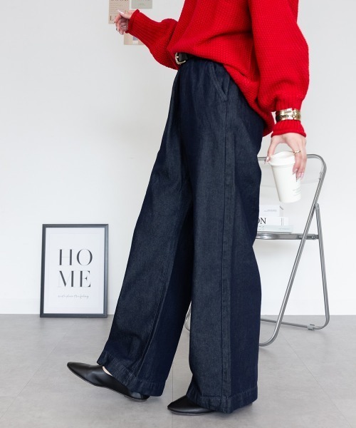 RCD(アールシーディー)の「デニムオールゴムワイドパンツ(その他パンツ・レディース・ブルー/ワンウォッシュ/ネイビー・LL/3L/L/4L/M)」の5枚目の写真