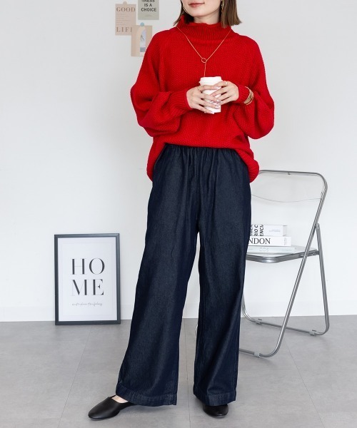 RCD(アールシーディー)の「デニムオールゴムワイドパンツ(その他パンツ・レディース・ブルー/ワンウォッシュ/ネイビー・LL/3L/L/4L/M)」の13枚目の写真
