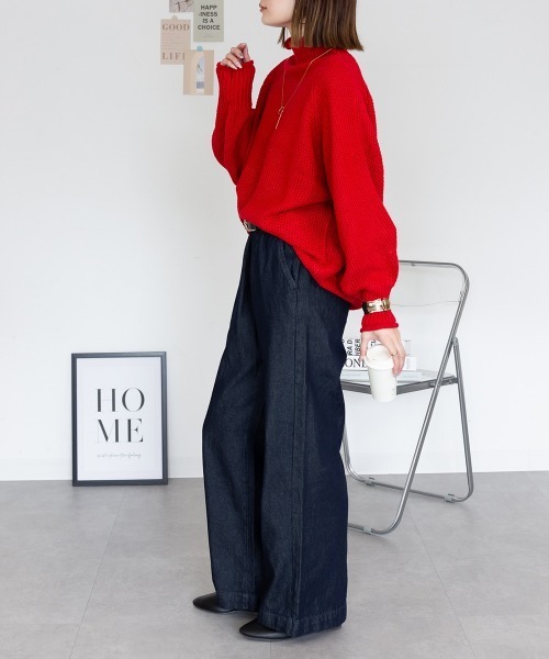 RCD(アールシーディー)の「デニムオールゴムワイドパンツ(その他パンツ・レディース・ブルー/ワンウォッシュ/ネイビー・LL/3L/L/4L/M)」の14枚目の写真
