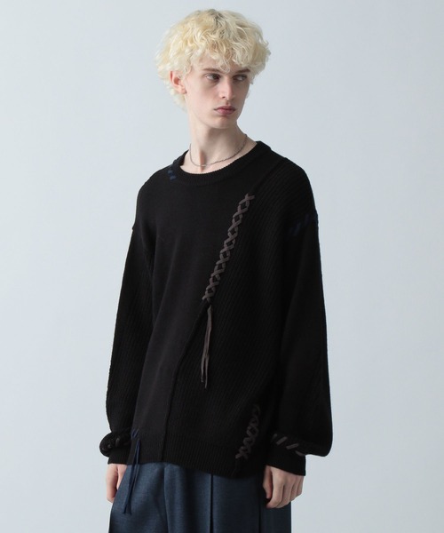 HARE(ハレ)の「クロスステッチニットプルオーバー(HARE)(ニット/セーター・メンズ・ホワイト/ブラック/ブルー/レッド/グリーン・FREE)」の16枚目の写真