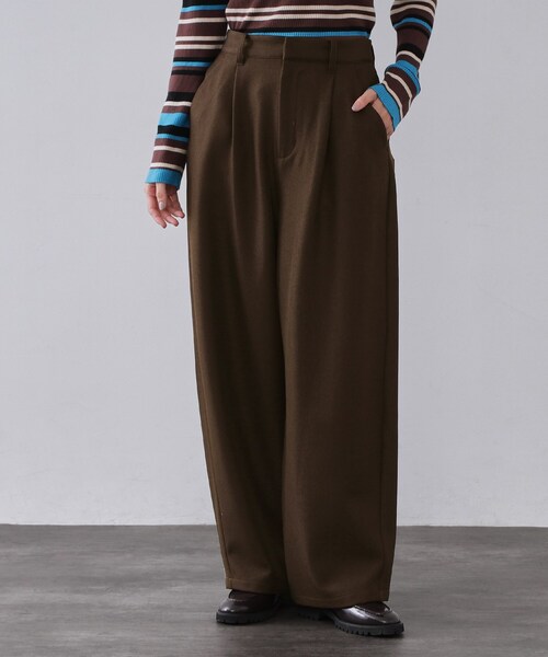 OPAQUE.CLIP（オペークドットクリップ）の「メランジ カーヴィーパンツ【洗濯機OK】（その他パンツ・レディース・チャコールグレー/ブラウン系その他・36/38/40）」の2枚目の写真