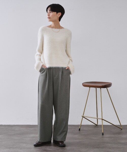 OPAQUE.CLIP（オペークドットクリップ）の「メランジ カーヴィーパンツ【洗濯機OK】（その他パンツ・レディース・チャコールグレー/ブラウン系その他・36/38/40）」の5枚目の写真