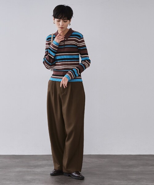 OPAQUE.CLIP（オペークドットクリップ）の「メランジ カーヴィーパンツ【洗濯機OK】（その他パンツ・レディース・チャコールグレー/ブラウン系その他・36/38/40）」の8枚目の写真