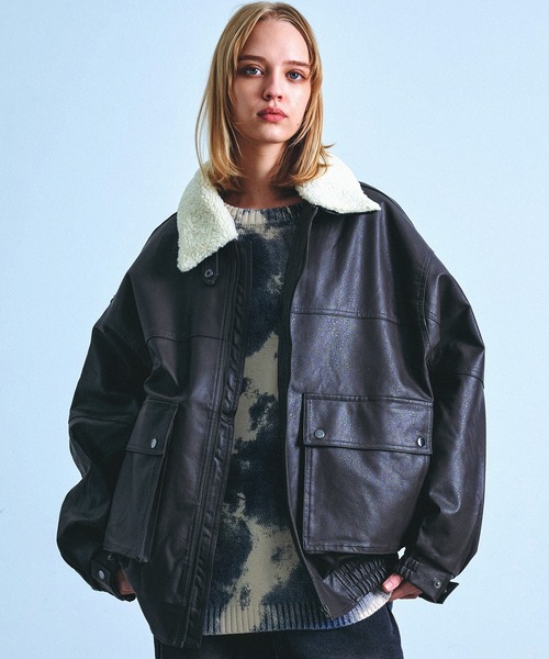 セール】【襟ボアが取り外し可能な2WAY】ヴィンテージライク 合皮