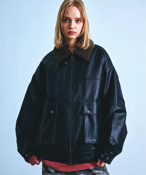 セール】【襟ボアが取り外し可能な2WAY】ヴィンテージライク 合皮