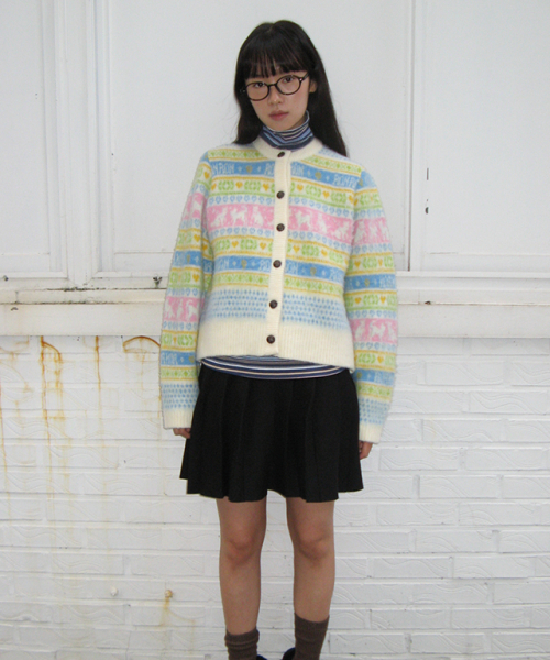 RONRON(ロンロン)の「KITTY RONRON FAIR ISLE KNIT CARDIGAN IVORY(カーディガン/ボレロ・レディース・その他・FREE)」の4枚目の写真