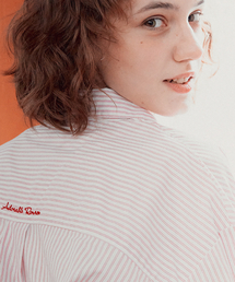 ROUND COLLAR POCKET SHIRT PINK STRIPE